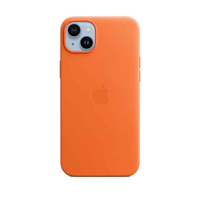 Чехол Apple iPhone 14 Plus Leather Case with MagSafe Orange