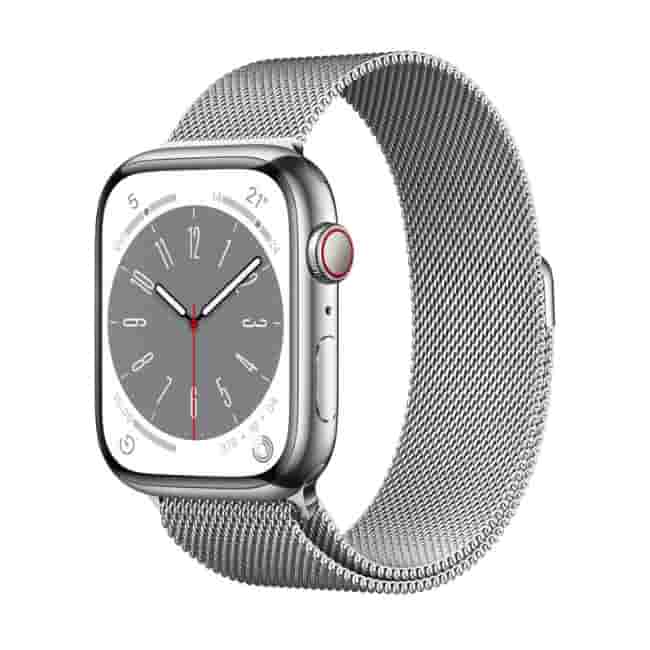 Ceas inteligent Apple Watch 8 Silver Stainless Steel Case 45mm with Silver Milanese Loop GPS + Cellular