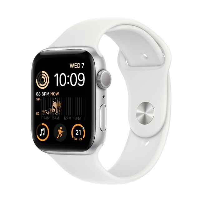 Apple Watch SE 2022 Silver Aluminium Case 40mm with White Sport Band GPS