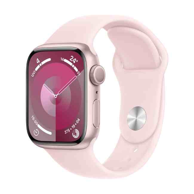 Apple Watch Series 9 Pink Aluminium Case 41mm GPS with Light Pink Sport Band S/M