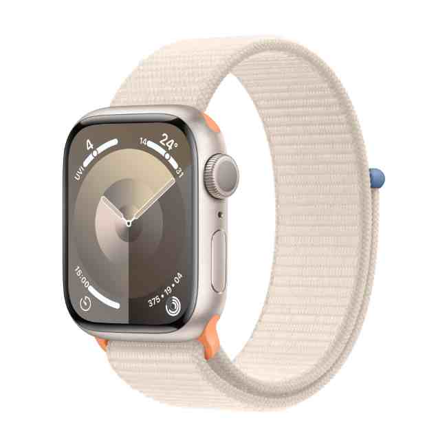 Apple Watch Series 9 Starlight Aluminium Case 45mm GPS + Cellular with Starlight Sport Loop