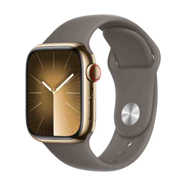 Apple Watch Series 9 Gold Stainless Steel Case 41mm GPS + Cellular with Clay Sport Band M/L