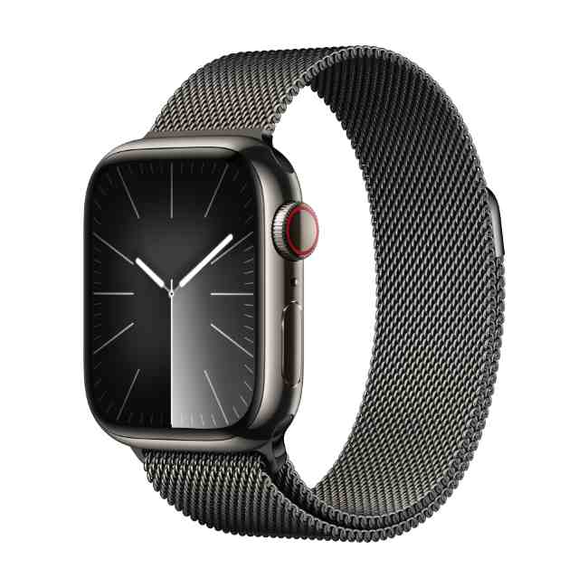 Apple Watch Series 9 Graphite Stainless Steel Case 41mm GPS + Cellular with Graphite Milanese Loop