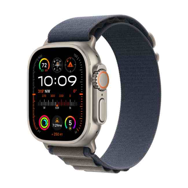 Apple Watch Ultra 2 Titanium Case with Blue Alpine Loop Medium