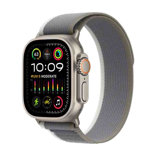Apple Watch Ultra 2 Titanium Case with Green/Gray Trail Loop S/M