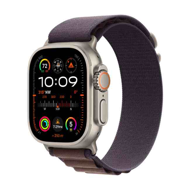 Apple Watch Ultra 2 Titanium Case with Indigo Alpine Loop Small