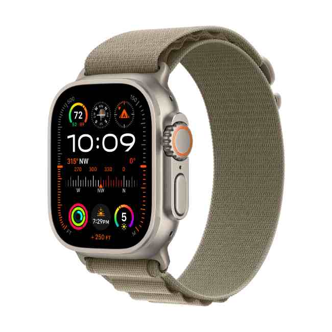 Apple Watch Ultra 2 Titanium Case with Olive Alpine Loop Medium