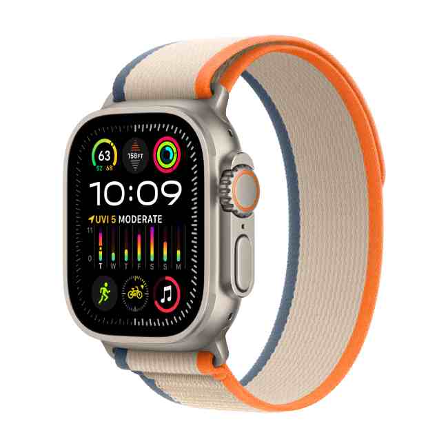 Apple Watch Ultra 2 Titanium Case with Orange/Beige Trail Loop M/L