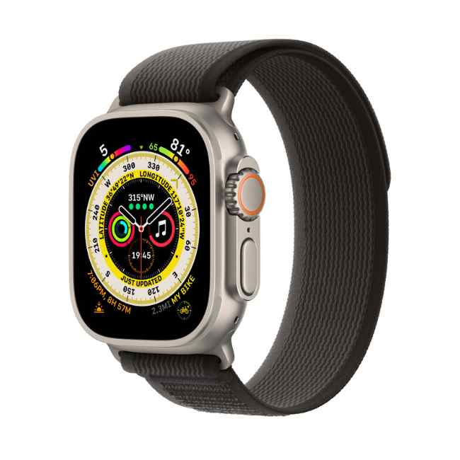 Apple Watch Ultra Titanium Case with Black/Gray Trail Loop M/L