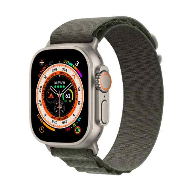 Ceas inteligent Apple Watch Ultra Titanium Case with Green Alpine Loop Large