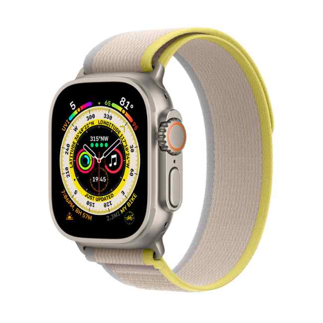 Apple Watch Ultra Titanium Case with Yellow/Beige Trail Loop M/L