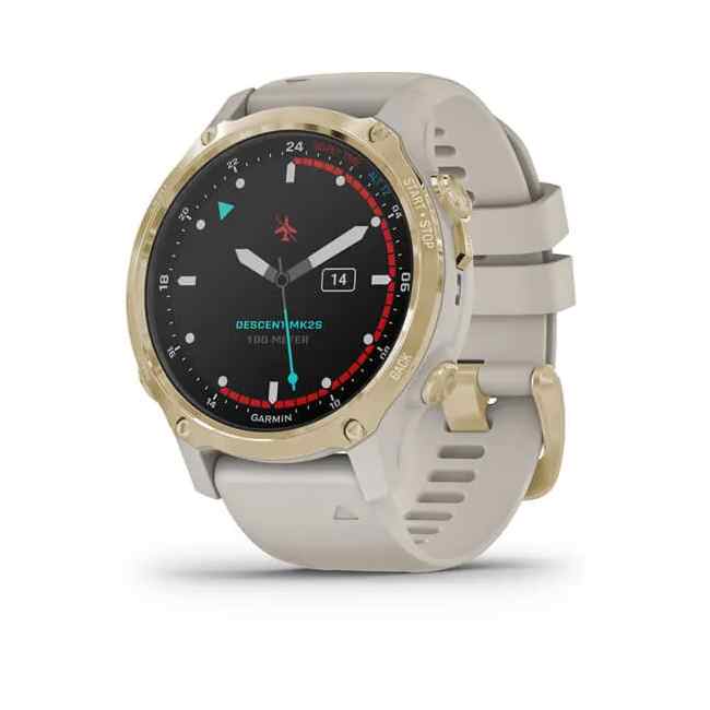 Garmin Descent Mk2S Light Gold with Light Sand Silicone Band