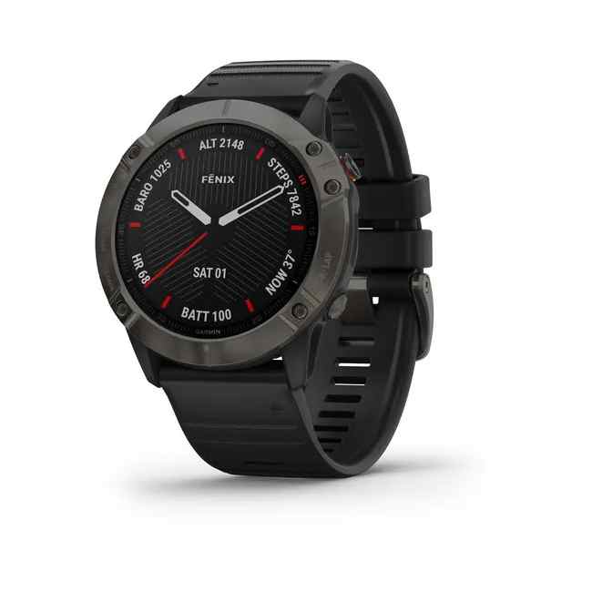Garmin fenix 6X - Pro and Sapphire Editions Sapphire - Carbon Grey DLC with Black Band