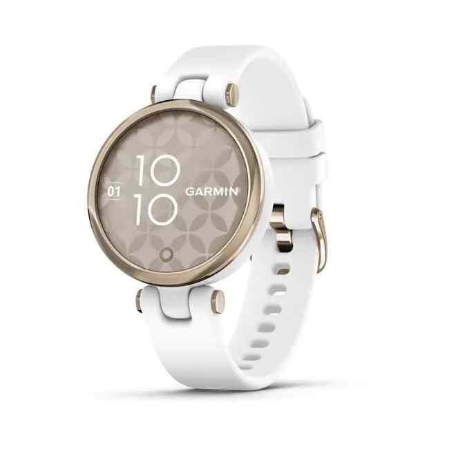 Garmin Lily Cream Gold Bezel with White Case and Silicone Band