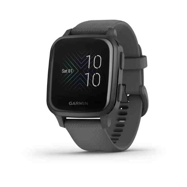 Garmin Venu Sq Slate Aluminum Bezel with Shadow Gray Case and Silicone Band