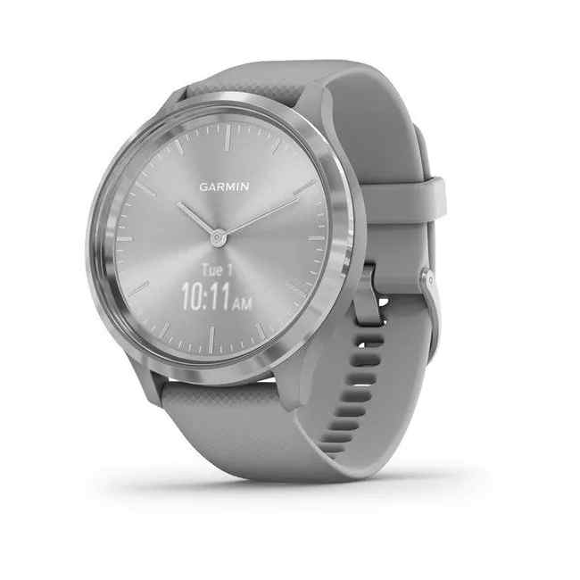 Garmin vivomove 3 Silver Stainless Steel Bezel with Powder Grey Case and Silicone Band
