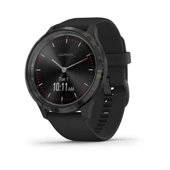 Garmin vivomove 3 Slate Stainless Steel Bezel with Black Case and Silicone Band
