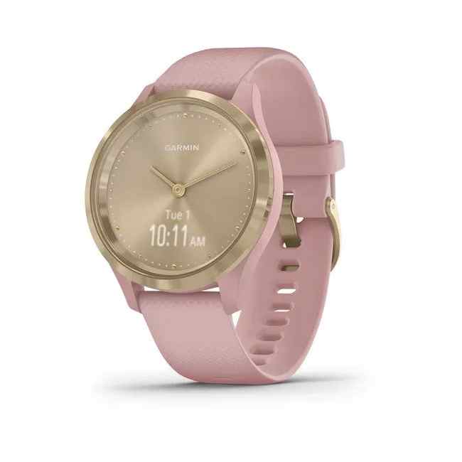 Garmin vivomove 3S Light Gold Stainless Steel Bezel with Dust Rose Case and Silicone Band