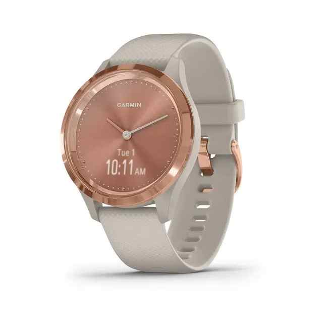 Garmin vivomove 3S Rose Gold Stainless Steel Bezel with Light Sand Case and Silicone Band