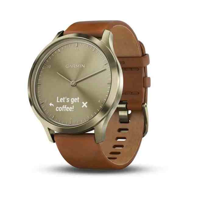 Garmin vivomove HR Premium Light Gold Stainless Steel Case with Light Brown Leather Band