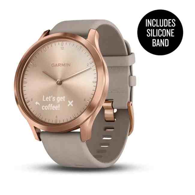 Garmin vivomove HR Premium Rose Gold Stainless Steel Case with Gray Suede Band