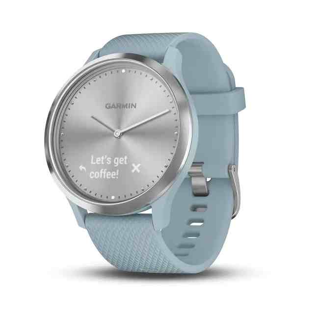 Garmin vivomove HR Sport Silver Stainless Steel Bezel with Sea Foam Case and Silicone Band