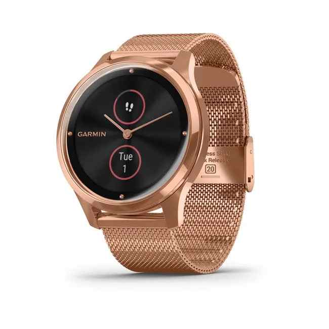 Garmin vivomove Luxe 18K Rose Gold Pvd Stainless Steel Case with Rose Gold Milanese Band