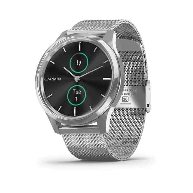 Garmin vivomove Luxe Silver Stainless Steel Case with Silver Milanese Band