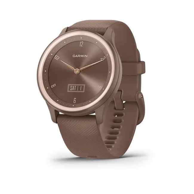 Garmin vivomove Sport Cocoa Case and Silicone Band with Peach Gold Accents