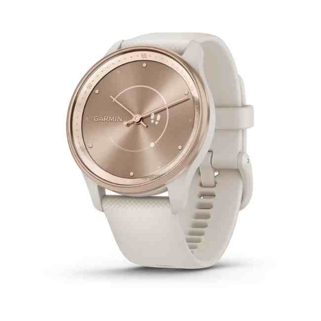 Garmin vivomove Trend Peach Gold Stainless Steel Bezel with Ivory Case and Silicone Band