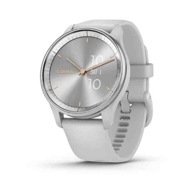 Garmin vivomove Trend Silver Stainless Steel Bezel with Mist Gray Case and Silicone Band